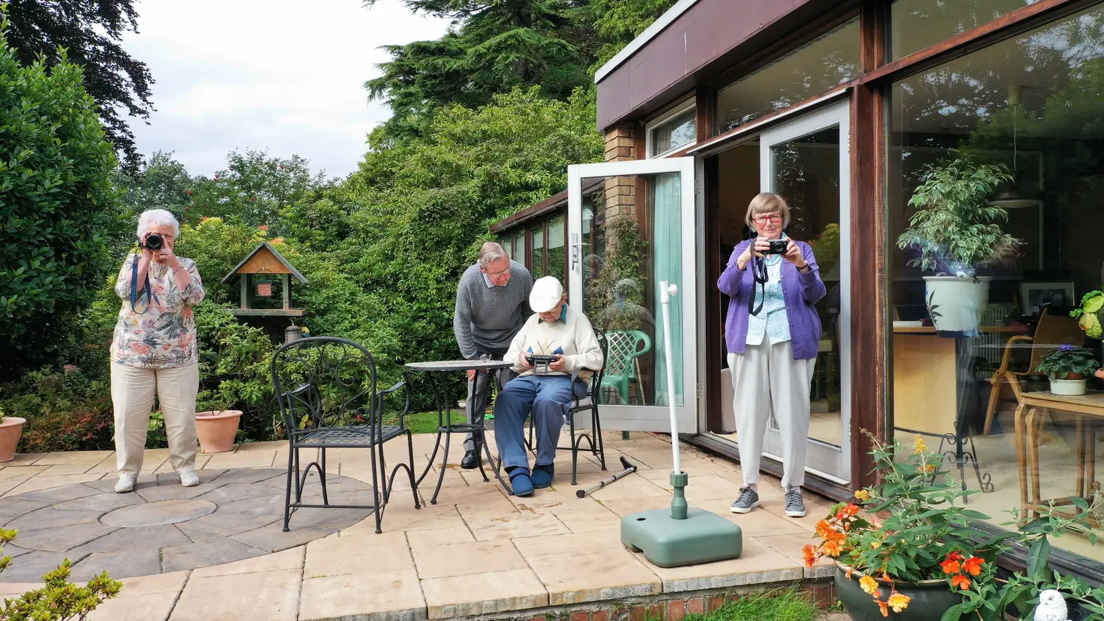 The garden patio behind the house