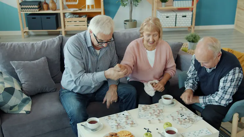 Bingo and tea on the sofas