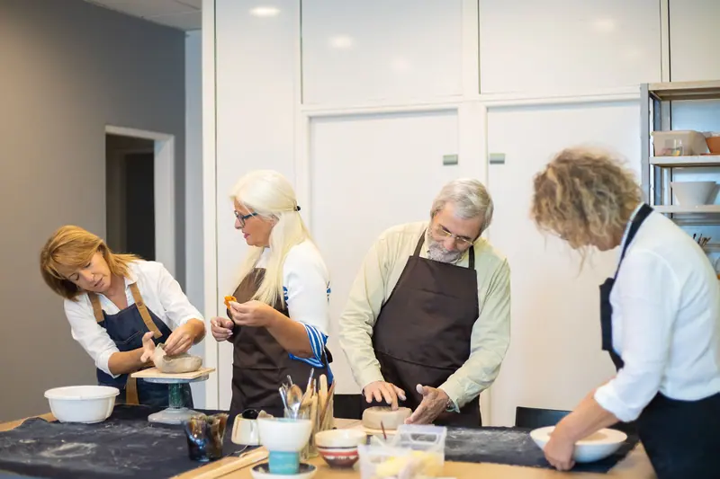 Cooking class in the teaching kitchen