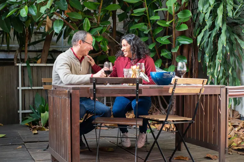 Friends at the garden table