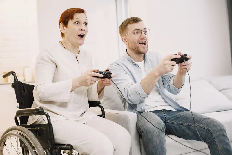 Video bowling in a wheelchair