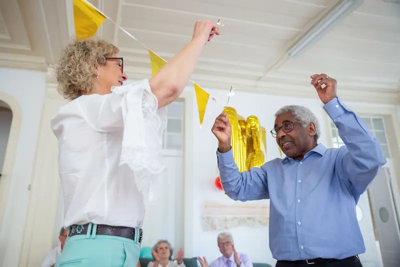 Dancing under the bunting
