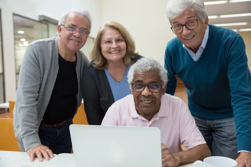 Video calls with family at the computer table