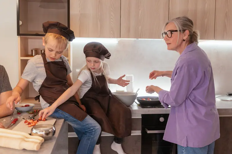Grandkids helping in the kitchen