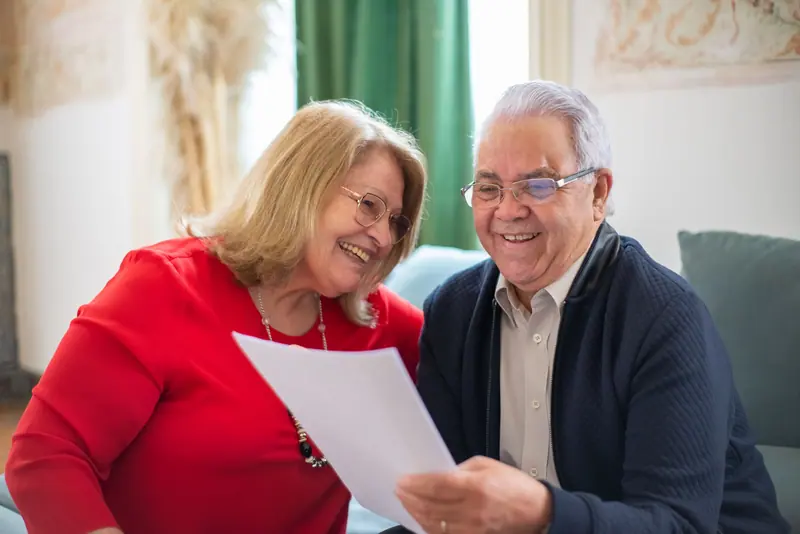 Reading a letter from a grandson