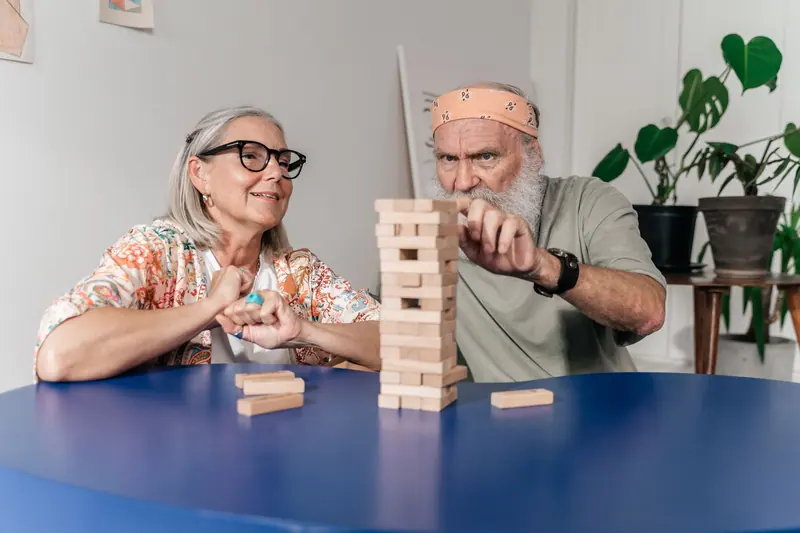 A game of blocks in the activity room