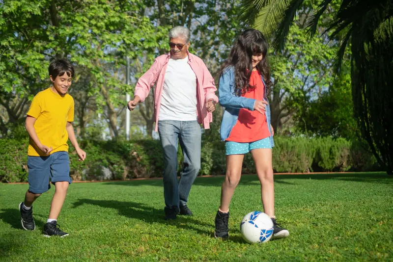 Saturday soccer on the field out back