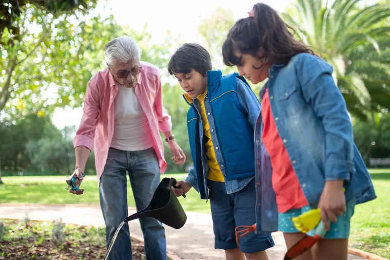 Planting the garden beds with the grandkids