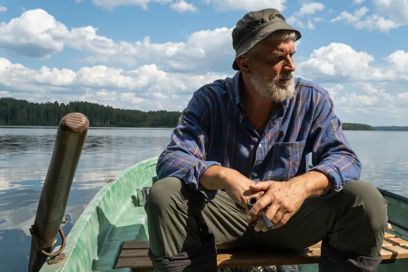 A resident quiet on the water in his boat
