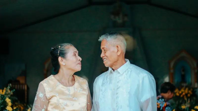 A couple renewing their vows in the chapel