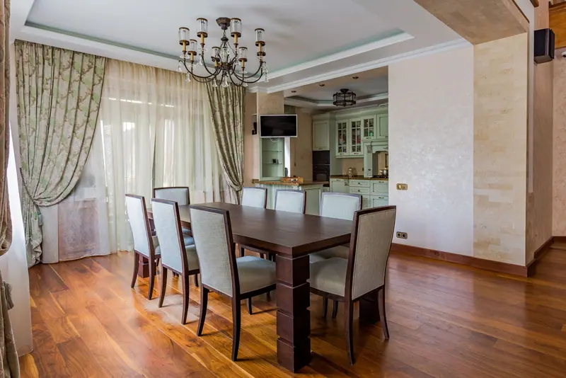 The private dining room set for a family dinner