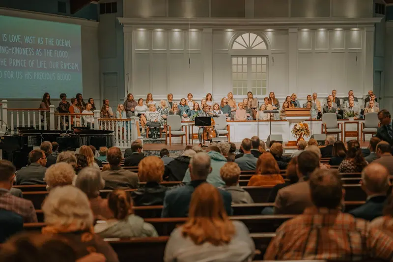 Sunday service at a downtown church