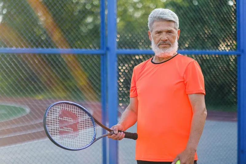 A resident on the tennis court