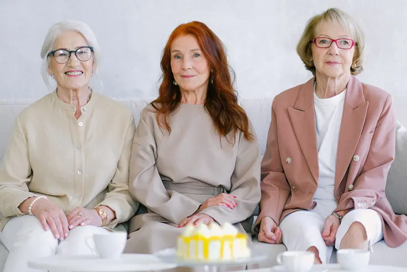 Three friends over tea and cake in the Bistro