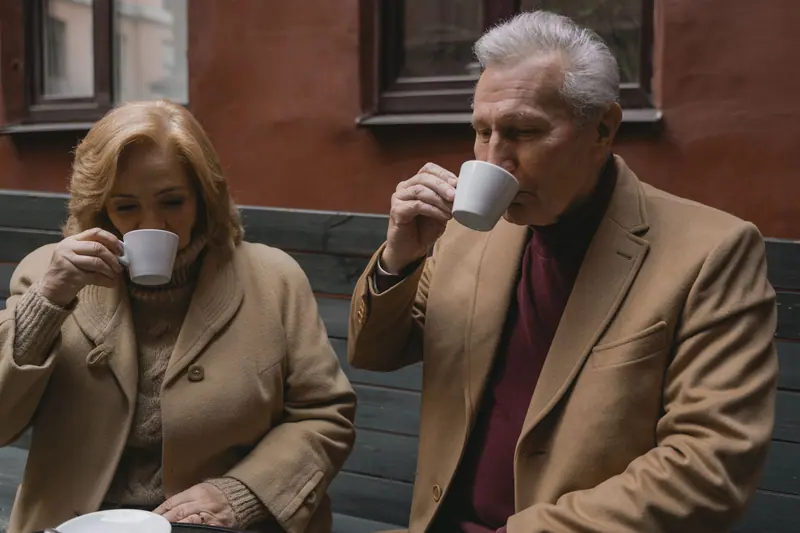 A couple with their morning coffee