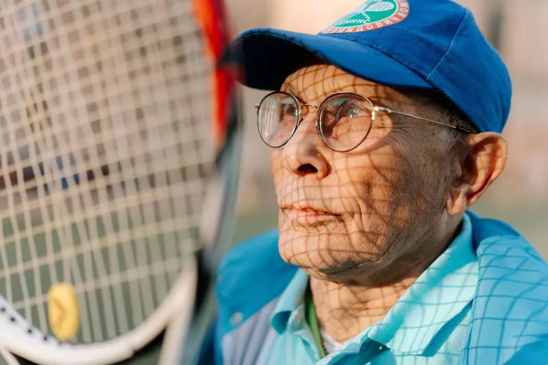 A resident ready for tennis