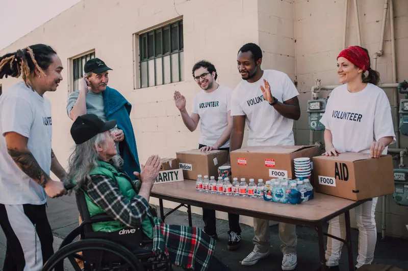 Volunteers delivering food baskets