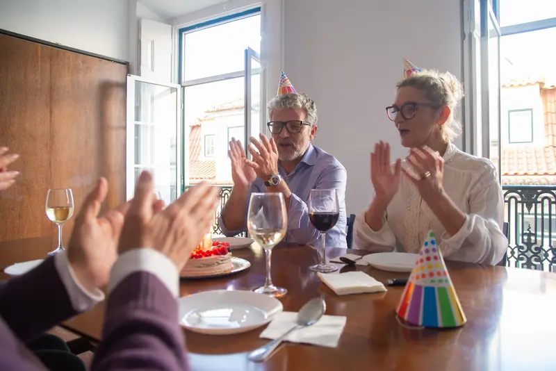 Friends celebrating a birthday