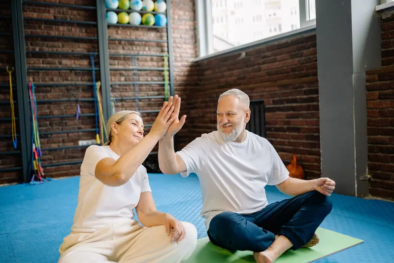 A high five after chair yoga