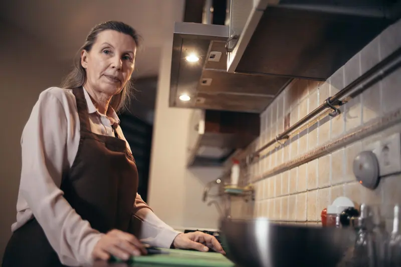 The dining director in her kitchen