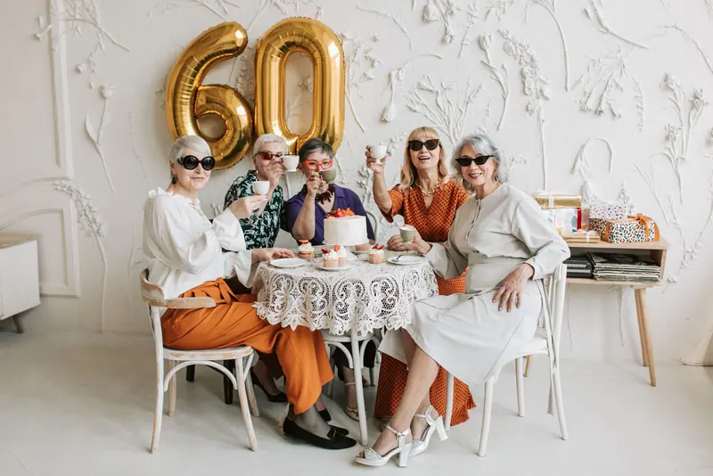 Friends at a birthday tea