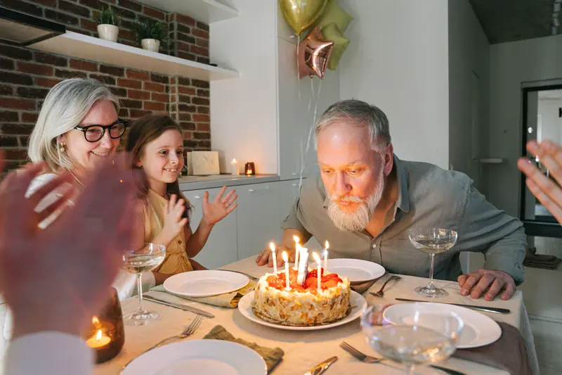 A family birthday with candles