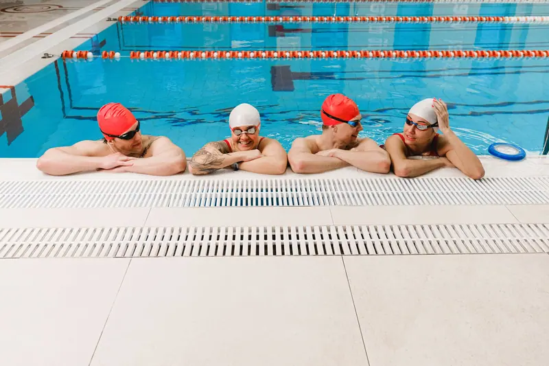 The swim group by the indoor pool
