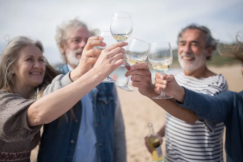 Friends toasting on the beach