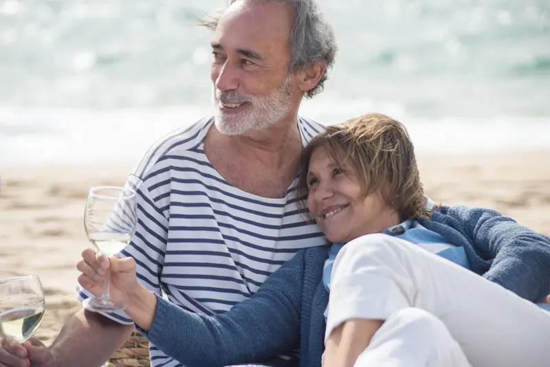 A couple relaxing together on a weekend trip