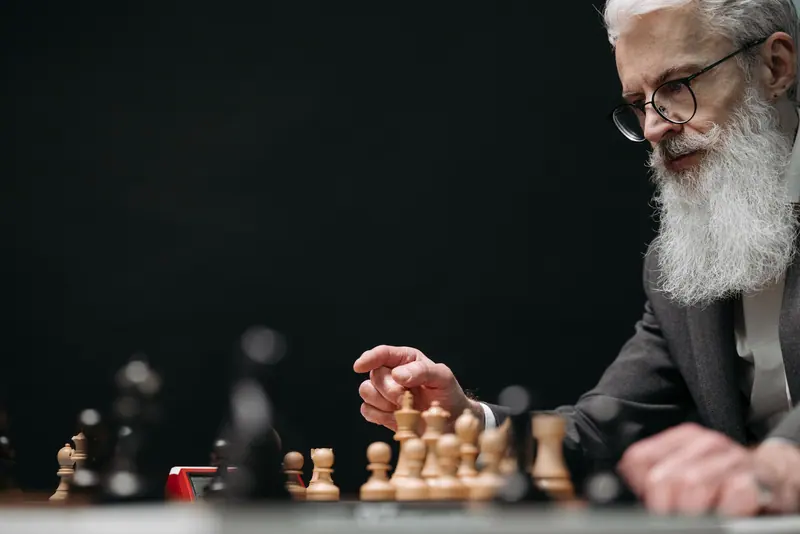 A chess player deep in thought