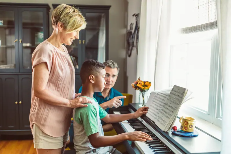 A family piano lesson
