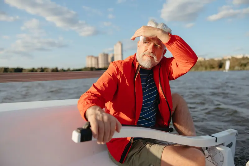 A resident sailing on the lake