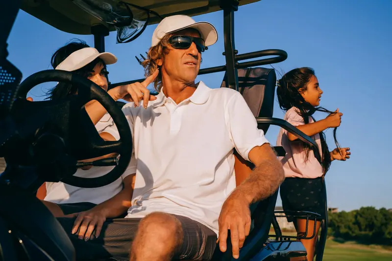 A family outing in the golf cart