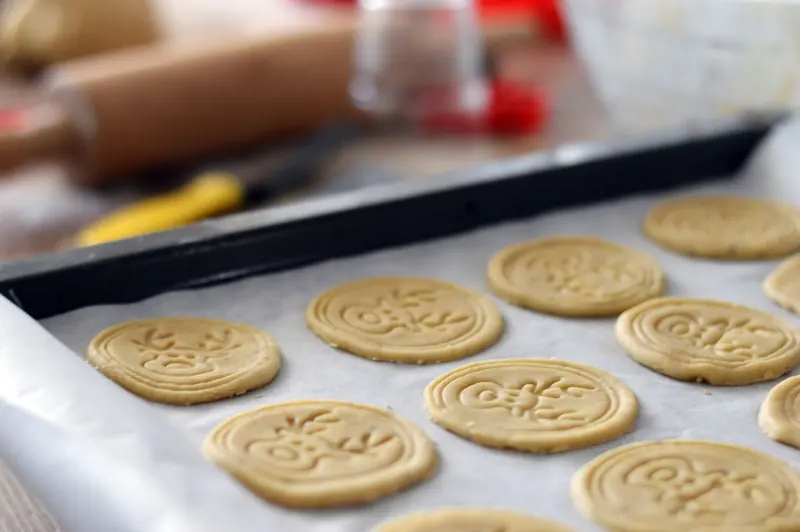 Shortbread cookies cooling on the cottage counter