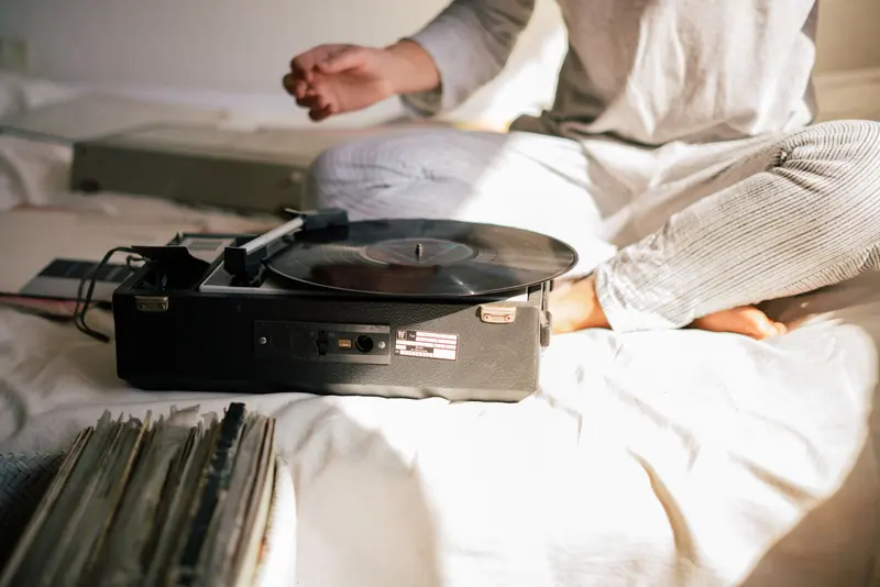 The record player in the studio