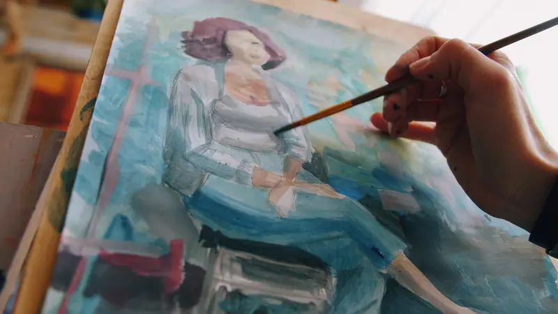 A portrait in oils on the studio easel