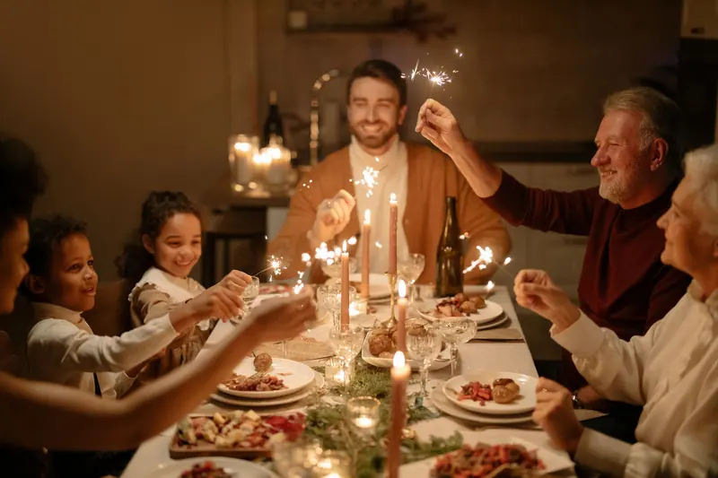 Sparklers over the family supper