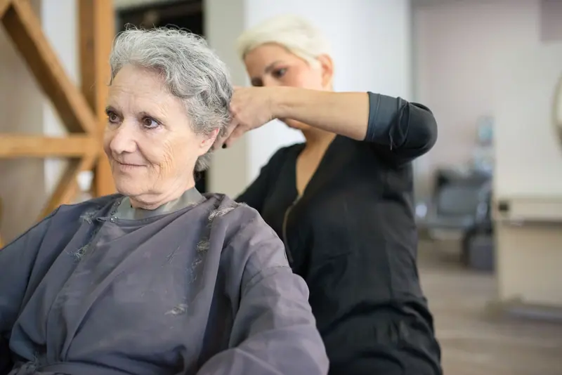 A resident at the beauty shop