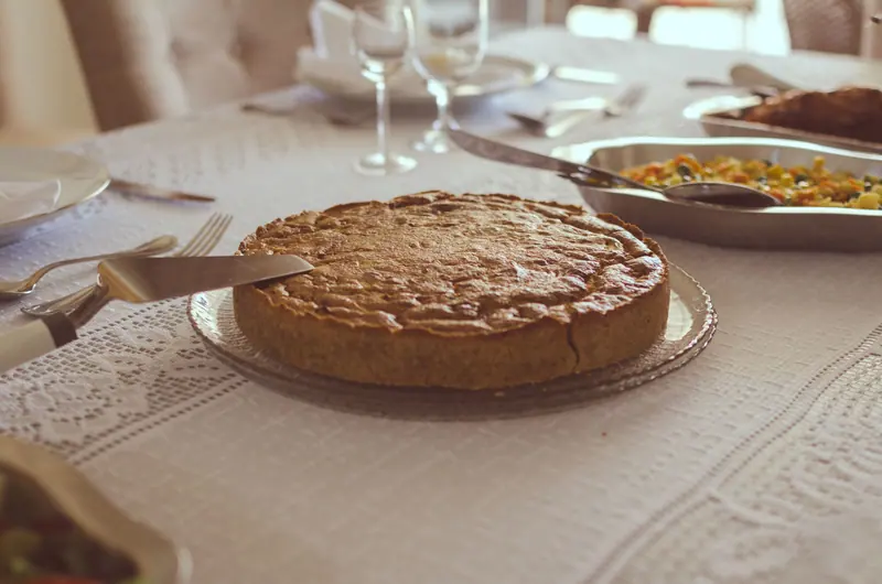 A fresh pie on the dessert table