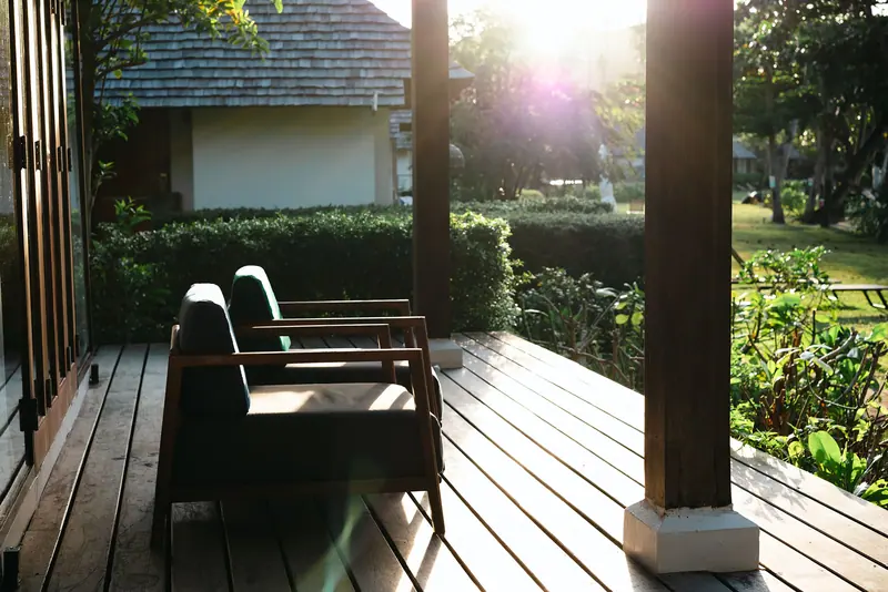 The back deck in late afternoon sun