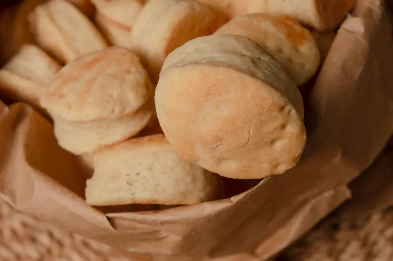 A basket of warm biscuits