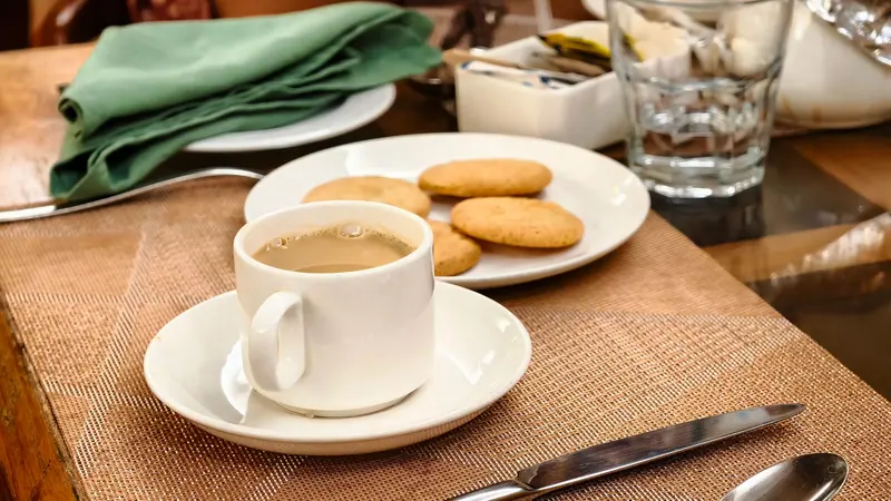 Coffee and butter cookies at the morning break