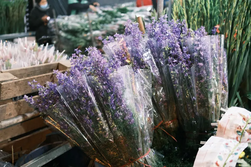 Bundles wrapped for the Saturday market