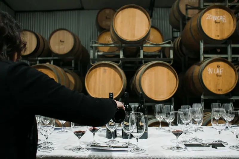Glasses set out for a Thursday tasting
