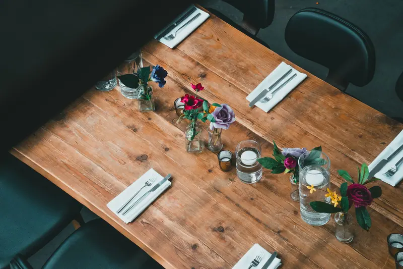 Wildflowers on the café tables