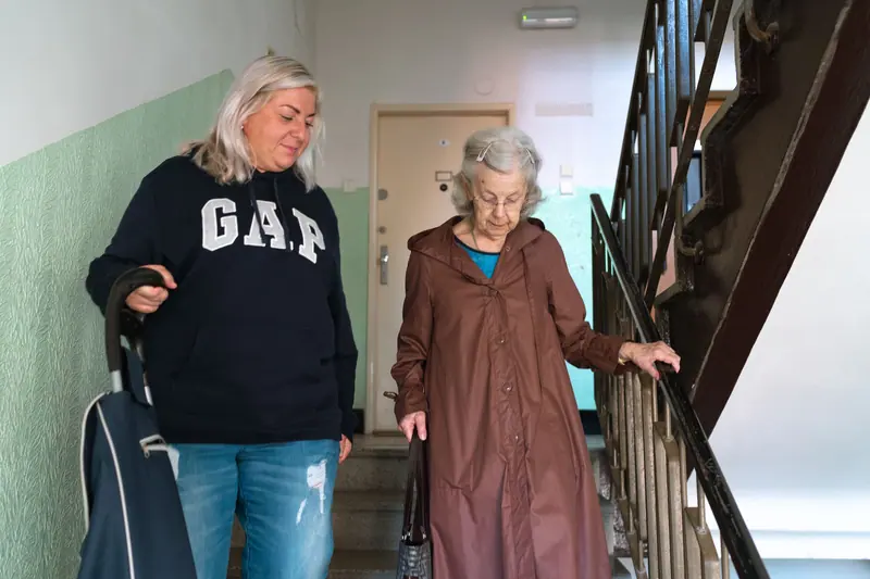 Walking the hall with a therapist