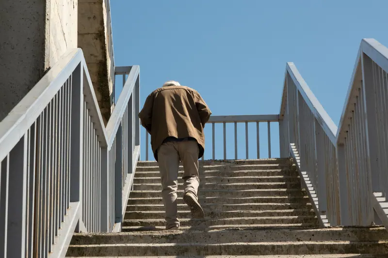 Practicing stairs before going home