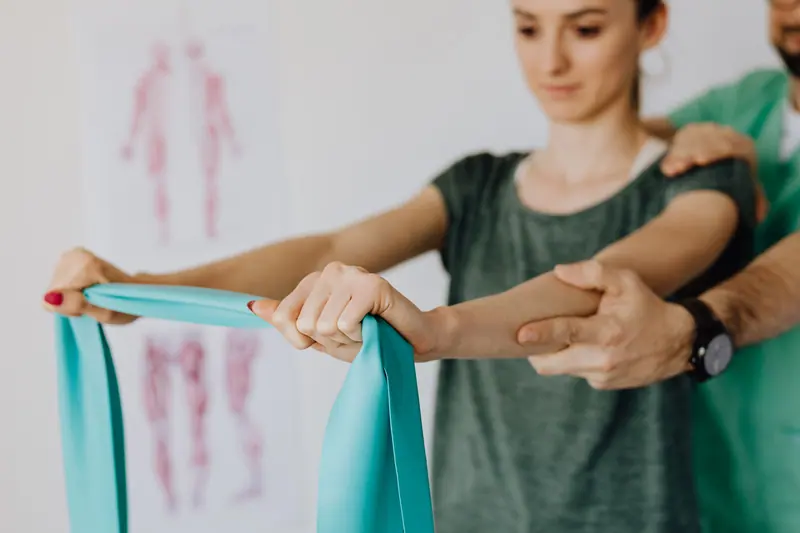 Shoulder work with a resistance band