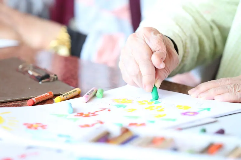 A guest working on fine-motor skills
