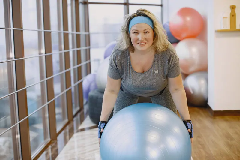 A guest with a therapy ball